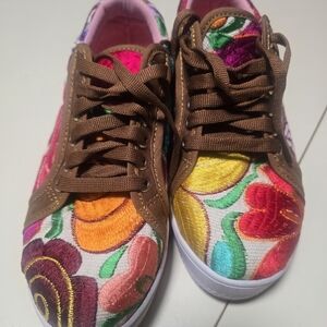 Colorful Floral Embroidered Sneakers